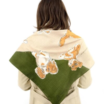 【三陽商事】浅山美里97cm風呂敷(DOGS)(京都/大判/犬/イヌ/薄手/エコバック/綿100%)