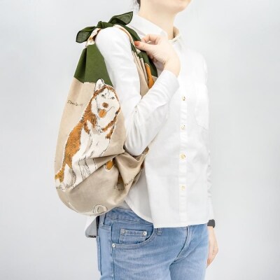 【三陽商事】浅山美里97cm風呂敷(DOGS)(京都/大判/犬/イヌ/薄手/エコバック/綿100%)