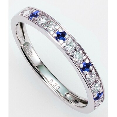 【京セラ】クレサンベール〈サファイア・天然ダイヤモンド〉ハーフエタニティリング(ジュエリー)