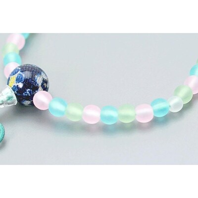 【京念珠】数珠 こどもじゅず サクランボ(グリーン)【土屋念珠店/子供用/念珠/略式/3792】