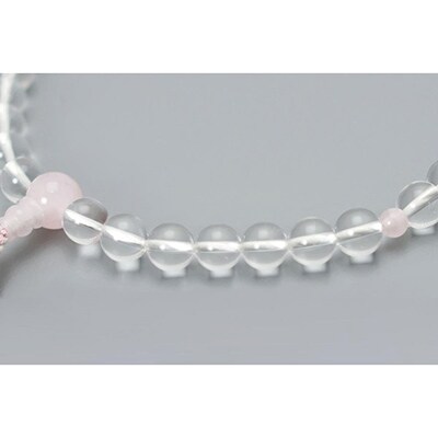 【京念珠】数珠 水晶 ローズクォーツ 正絹房【土屋念珠店/女性用/レディース/念珠/略式/3736】