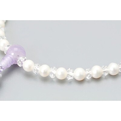 【京念珠】数珠 悟仕立 淡水真珠 藤雲石 正絹房 【土屋念珠店/女性用/念珠/略式/3704】
