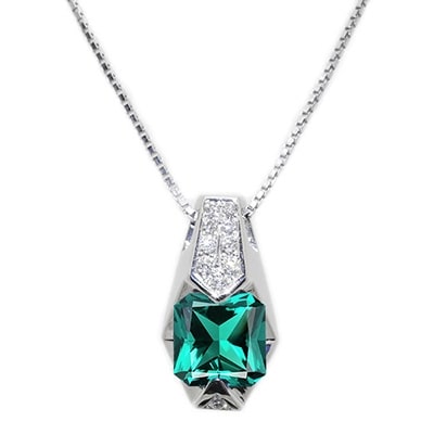 【京セラ】クレサンベール〈エメラルド・天然ダイヤモンド〉ペンダント【5月誕生石】(ジュエリー)