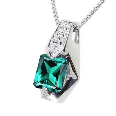 【京セラ】クレサンベール〈エメラルド・天然ダイヤモンド〉ペンダント【5月誕生石】(ジュエリー)
