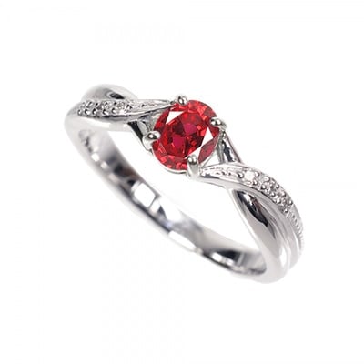 【京セラ】クレサンベール〈ルビー・天然ダイヤモンド〉リング【オーバルカット/メレダイヤ/7月誕生石】