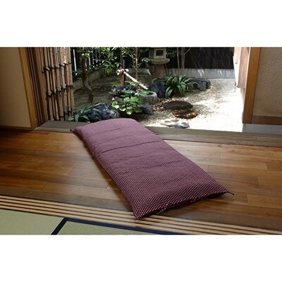 【洛中高岡屋】うたた寝にちょうどいい寛ぎのアイテム　カバータイプごろ寝敷きふとん(パープル系)