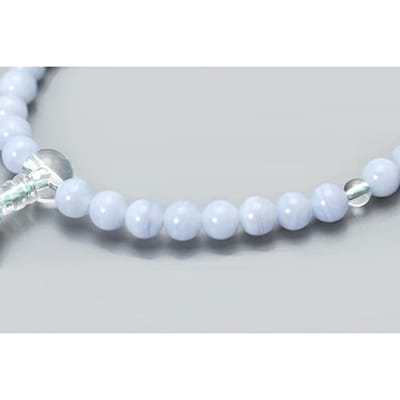 【京念珠】数珠 ブルーレースメノウ 水晶 正絹房【土屋念珠店/女性用/念珠/略式/3775】