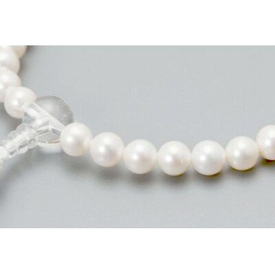 【京念珠】数珠 淡水真珠 水晶 正絹房【土屋念珠店/女性用/レディース/念珠/略式/3702】