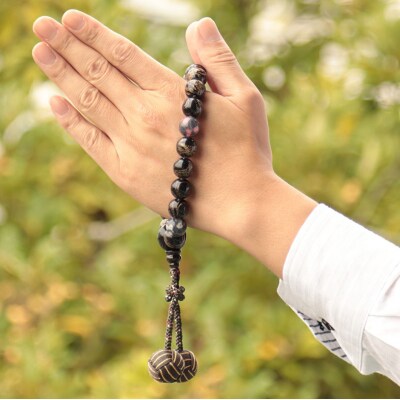 【京念珠】数珠 京の名工展出品作品 京染裂珠片手念珠【土屋念珠店/男性用/念珠/略式/3981】