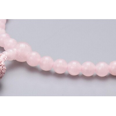 【京念珠】数珠 ローズクォーツ 正絹頭房【土屋念珠店/女性用/レディース/念珠/略式/3893】