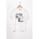 【beanxious(ビーアンキシャス)】直植毛フロッキーTシャツ　ウサギ白　(Sサイズ)