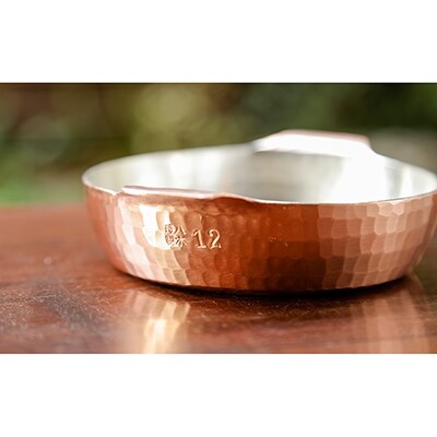 【八木庖丁店】手打ち銅製　グラタン皿(12cm)