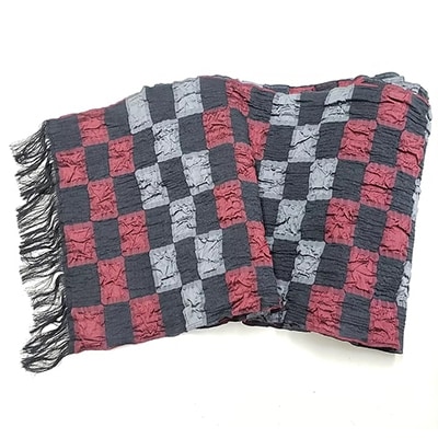 【Kyoto SILK Hannari】西陣織兵児帯　市松《黒・赤》