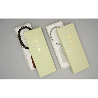 【神戸珠数店】〈京念珠〉艶消し縞黒檀 男性用数珠【ふくさ付き】|京都 人気 数珠 仏具 メンズ