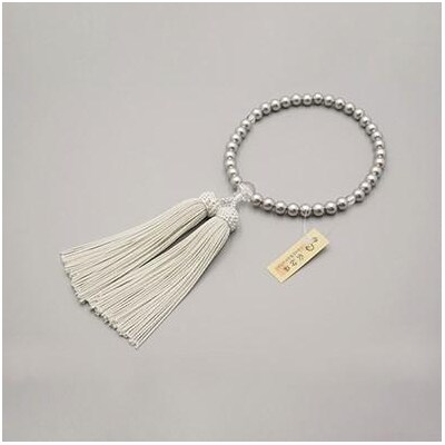 【神戸珠数店】〈京念珠〉グレー貝パール 女性用数珠【ふくさ付き】|京都 人気 数珠 仏具 レディース