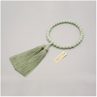 【神戸珠数店】〈京念珠〉上ビルマ翡翠 女性用数珠 【数珠袋付き】