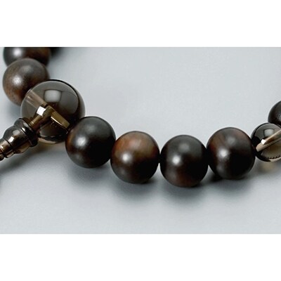 【京念珠】 艶消し縞黒檀 光景21玉 茶水晶 正絹頭房【土屋念珠店/男性用/念珠/略式/3676】