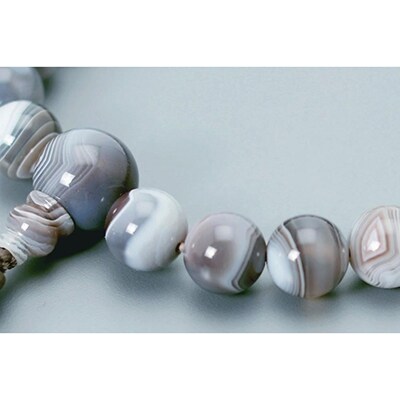 【京念珠】 原色縞メノウ 22玉 正絹頭房【土屋念珠店/男性用/メンズ/念珠/略式/3650】