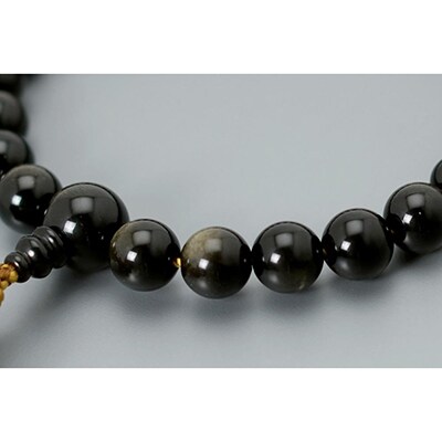 【京念珠】 金黒耀石 22玉 正絹頭房【土屋念珠店/男性用/メンズ/念珠/略式/3654】