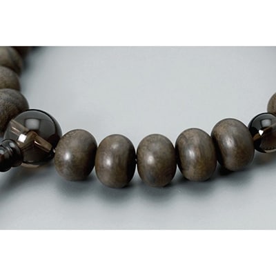 【京念珠】 艶消しシャム柿 23玉 茶水晶 正絹頭房【土屋念珠店/男性用/念珠/略式/3619】