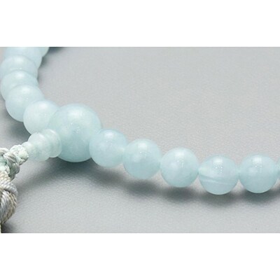 【京念珠】アクアマリン 8m玉 銀花カガリ房【土屋念珠店/女性用/レディース/念珠/略式/4033】