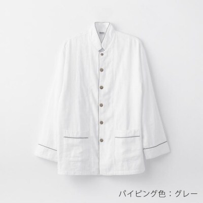 【大東寝具工業】京和晒綿紗 ガーゼパジャマ 2重合わせ 白　男女兼用サイズ(グレー　M)