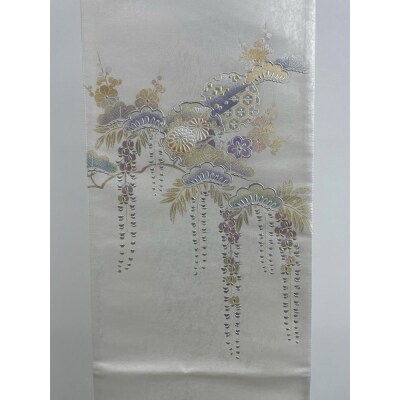 【光映工芸】京都発!伝統工芸品　袋帯(雪輪松藤 白地 引箔) ≪着物・訪問着の格式を上げる帯≫