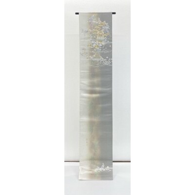 【光映工芸】京都発!伝統工芸品　袋帯(正面御所車 銀地 グレー引箔)≪着物・訪問着の格式を上げる帯≫