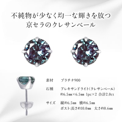 京セラ】クレサンベール〈アレキサンドライト〉ピアス【2.0CT