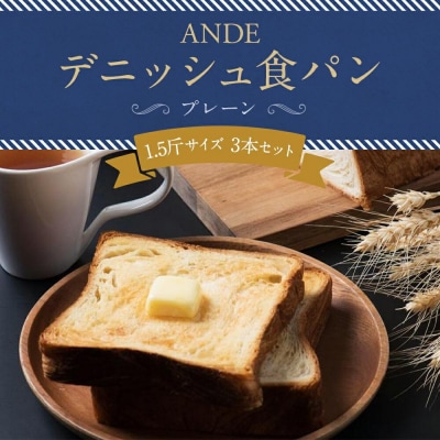 【ANDE】デニッシュ食パン プレーン 1.5斤サイズ ×3本セット