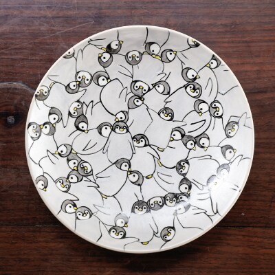 【小手鞠窯】コーヒー碗皿(ペンギン尽くし ひな)