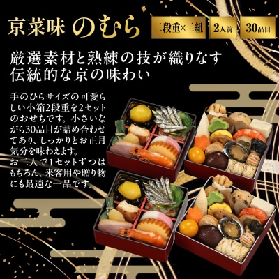 個食おせち 京小箱 二段重×二組 2人前|京都 京菜味のむら 毎年完売必至 人気 レビュー高評価
