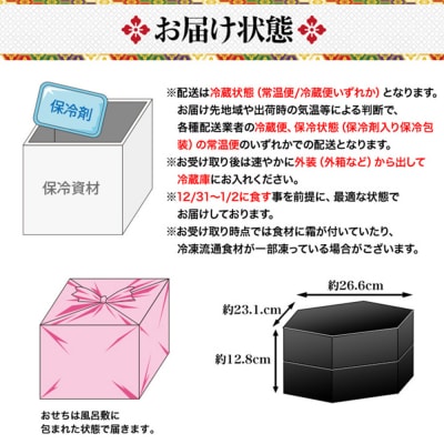 祇園 岩元 冷蔵おせち六角二段重「海宝箱」約4人前|本格料亭おせち 毎年完売必至 海の幸 人気 