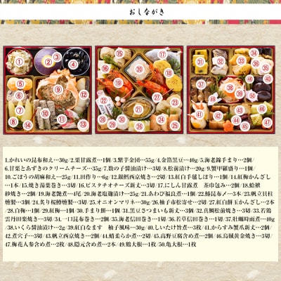 【京都祇園 岩元】冷蔵おせち三段重「匠」カニver. 約3～4人前|本格 料亭おせち 毎年完売必至 