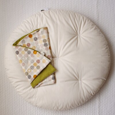 【洛中高岡屋】せんべい座ぶとん (撥水ヌード座布団&洗えるカバーセット)(おはじき&萌黄)