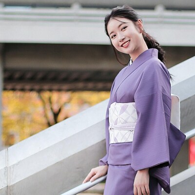 【たゆたふ】30秒で着られる色無地 袷　六花(ROCCA)(薄グレー　Mサイズ)