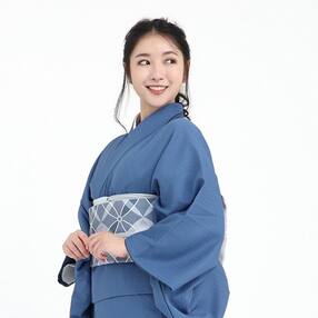 【たゆたふ】30秒で着られる色無地 袷　六花(ROCCA)(濃紺　Mサイズ)