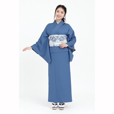 【たゆたふ】30秒で着られる色無地 袷　六花(ROCCA)(濃紺　Mサイズ)