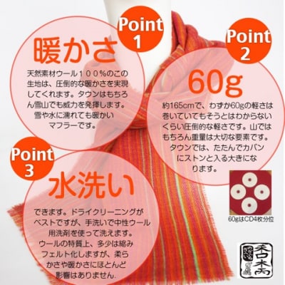 【禾口木丙(のぎぐちぎへい)】京友禅ウールマフラー(35×165cm)