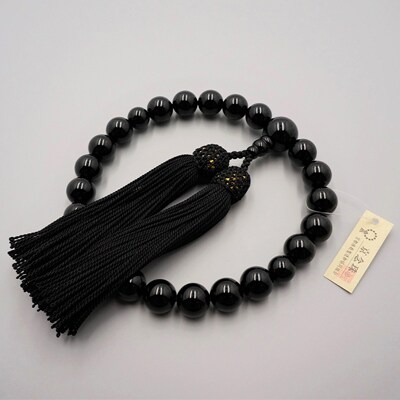 【神戸珠数店】〈京念珠〉 黒オニキス 男性用数珠【数珠袋付き】|京都 人気 数珠 仏具 メンズ
