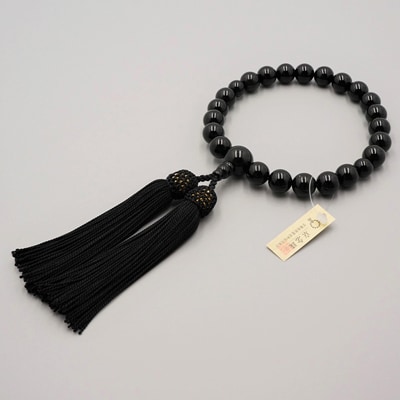 【神戸珠数店】〈京念珠〉 黒オニキス 男性用数珠【数珠袋付き】|京都 人気 数珠 仏具 メンズ