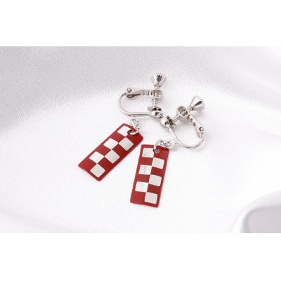 【中嶋象嵌】長四角　イヤリング〈市松〉