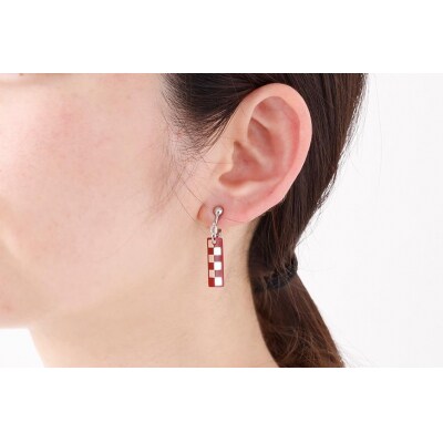 【中嶋象嵌】長四角　イヤリング〈市松〉