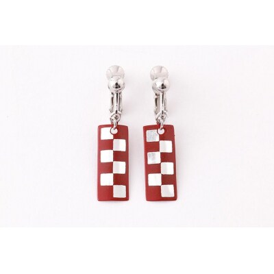 【中嶋象嵌】長四角　ピアス〈市松〉