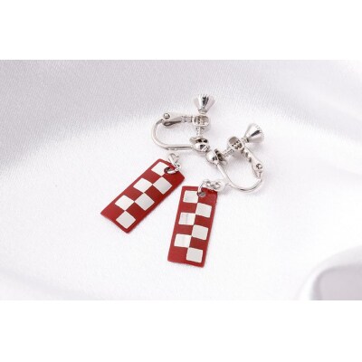 【中嶋象嵌】長四角　ピアス〈市松〉