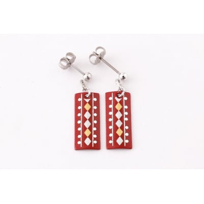 【中嶋象嵌】長四角　イヤリング〈ダイヤ〉