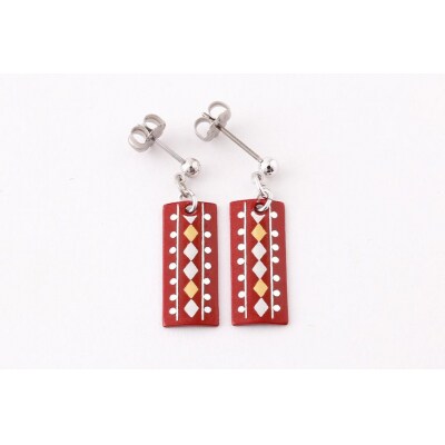 【中嶋象嵌】長四角　ピアス〈ダイヤ〉