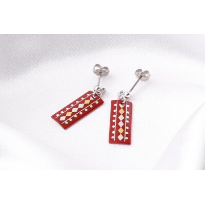 【中嶋象嵌】長四角　ピアス〈ダイヤ〉