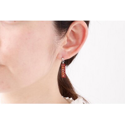 【中嶋象嵌】長四角　ピアス〈ダイヤ〉