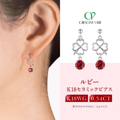 【京セラ】クレサンベール〈ルビー・天然ダイヤモンド〉ピアス【0.54ct】(ジュエリー)